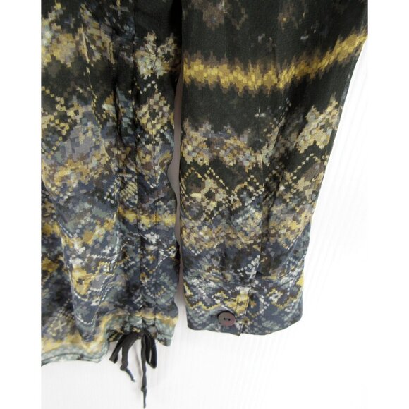 Da Nang Top Small Silk Tunic Blouse Southwestern Boho Sheer Roll Tab - Picture 3 of 11